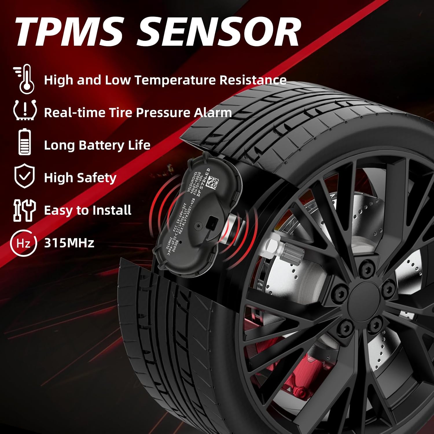 315MHz 4PCS Pre-Programmed TPMS Sensor | Compatible with Toyota Tundra 2007-2017, Sienna 2007-2020, Sequoia 2008-2017 | Tire Pressure Monitoring Sensor 42607-08010 42607-0C050 42607-0C070