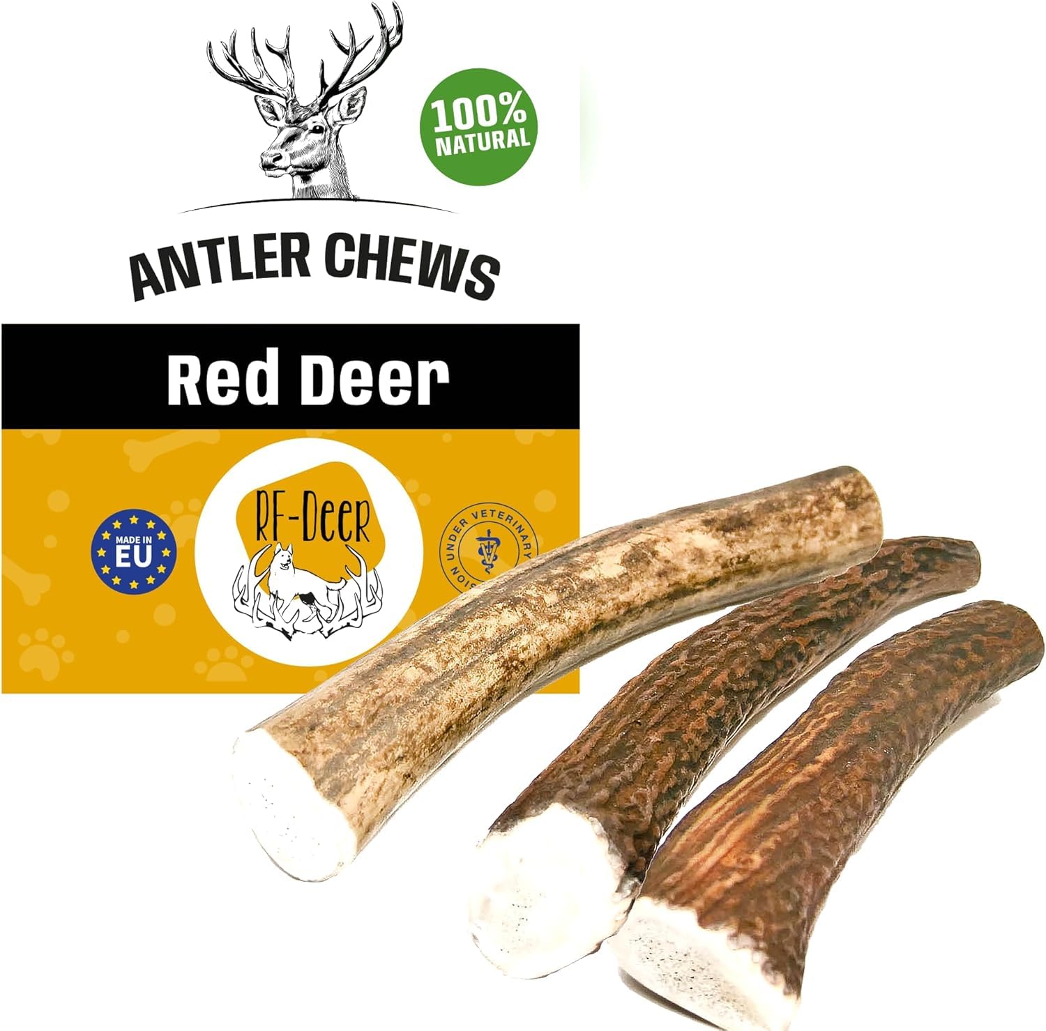 Hundesnack Rothirsch Geweih Kausnack - XXL Hard - 0,5 kg - ca. 19 cm - Hirschgeweih für Hunde, 100% Natürlicher, Kauspielzeug Hund, Hundespielzeug Kauknochen für Genuss und Zahnpflege