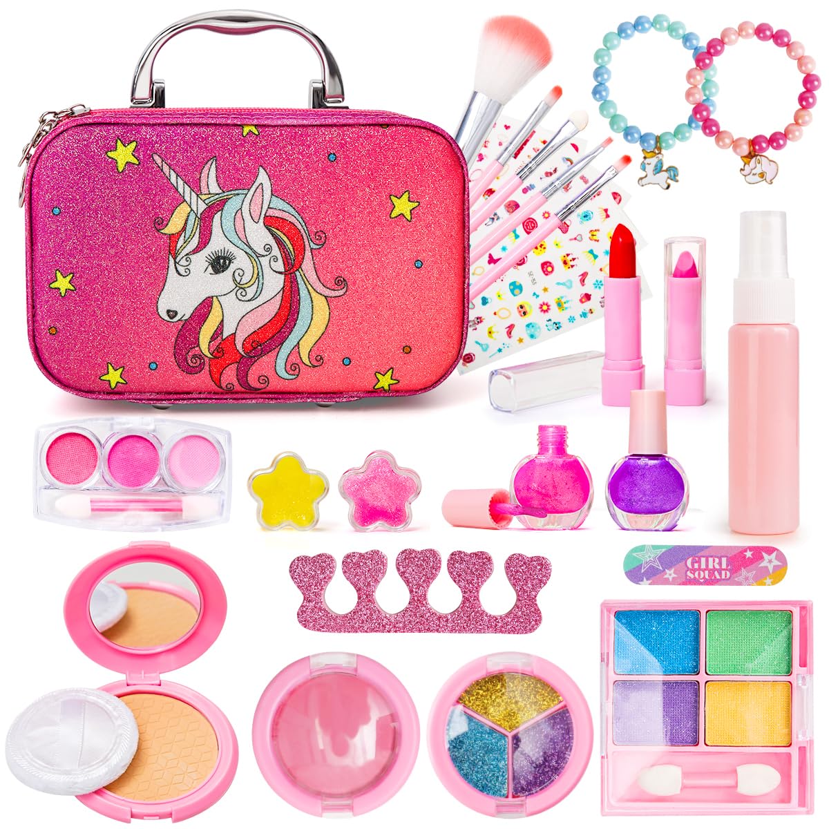 MELAND Kids Makeup Sets - Unicorn Girls Make Up Set with Jewelries for Girls Aged 3 to 8, Princess Make Up Kit Pretend Play Toys for Birthday, Xmas Gifts