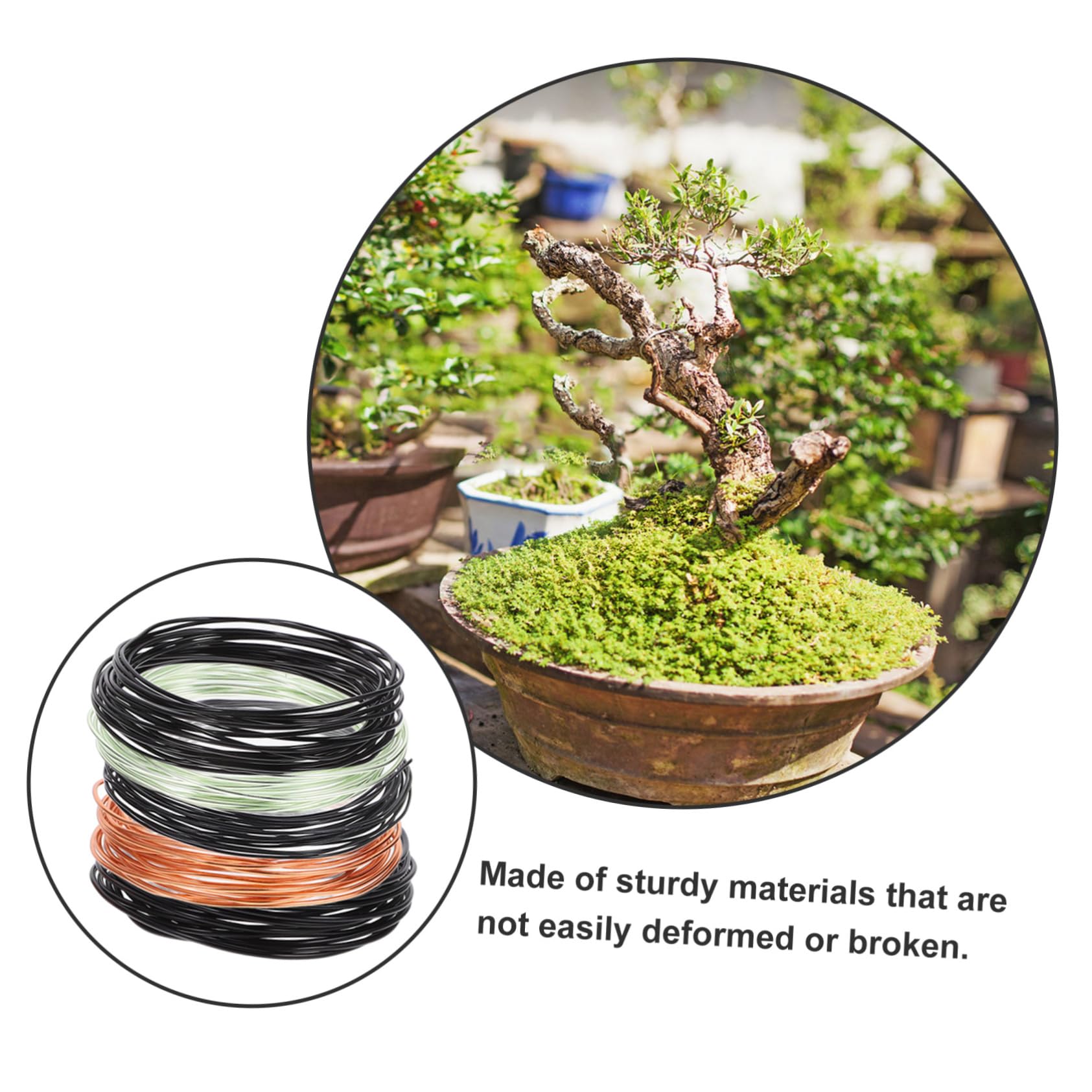 Parliky Garden Bonsai Supplies 5 Rolls of Aluminum Bonsai Training Wire 1.0mm 1.5mm 2.0mm Dark Pliable Easy to Shape