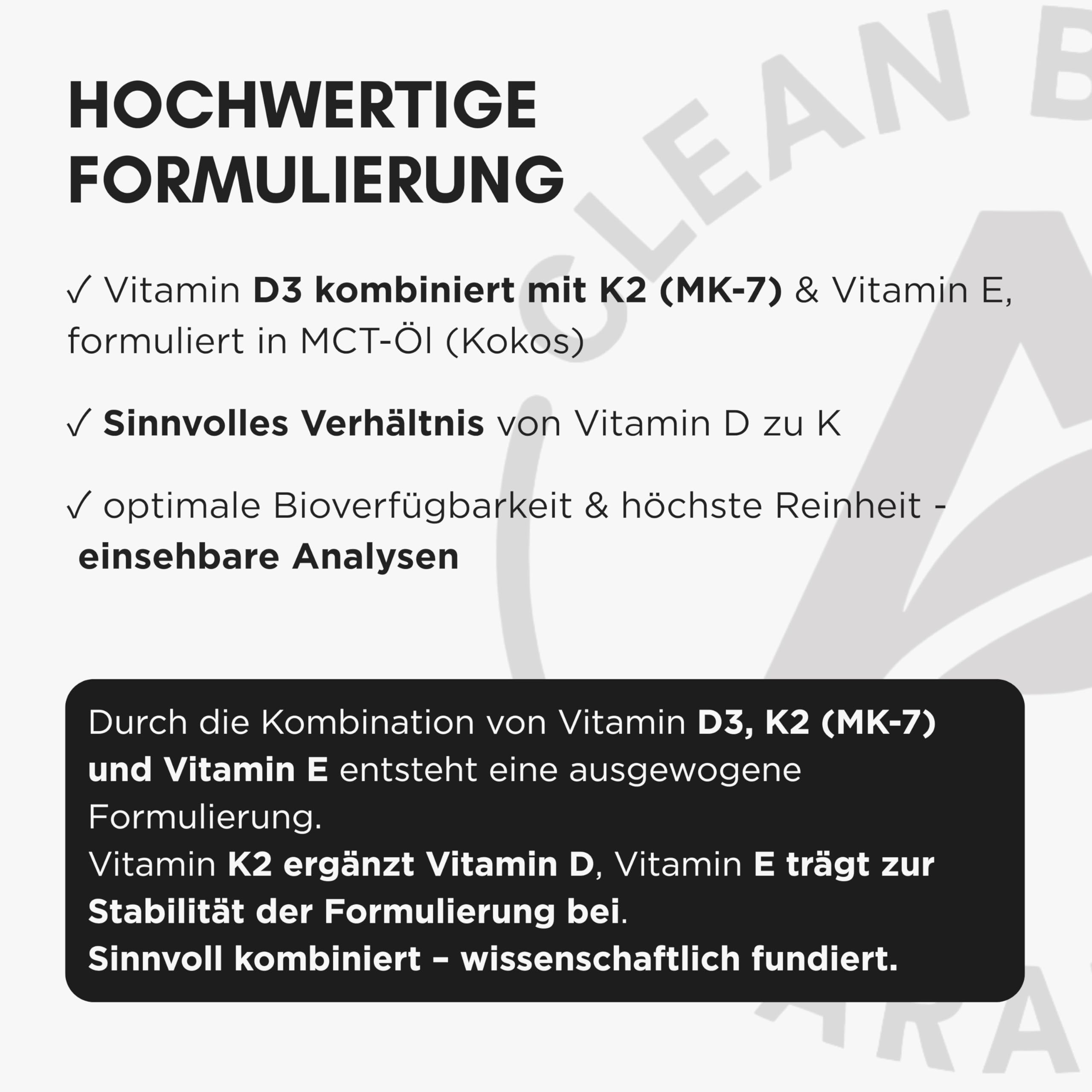 Vitamin D3 K2 Tropfen mit Vitamin E, MCT-Kokosöl basierte Tropfenform, 1000 I.E. D3, 25 µg K2 (MK-7), 2 mg Vitamin E, 1200 Tropfen, ohne Zusatzstoffe, laborgeprüft