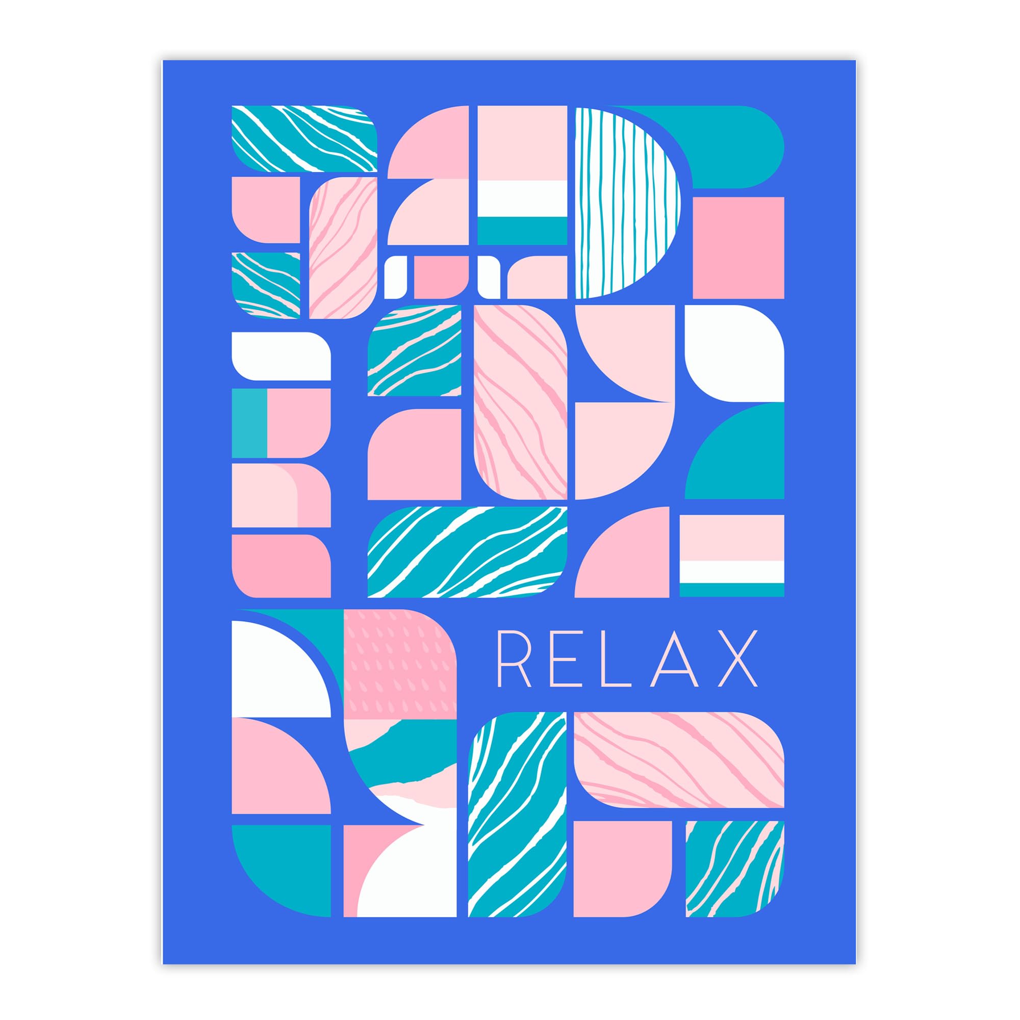 Wee Blue Coo Chill Pattern Relax Quote Affirmation Calm Blue Spa Extra Large XL Wall Art Poster Print