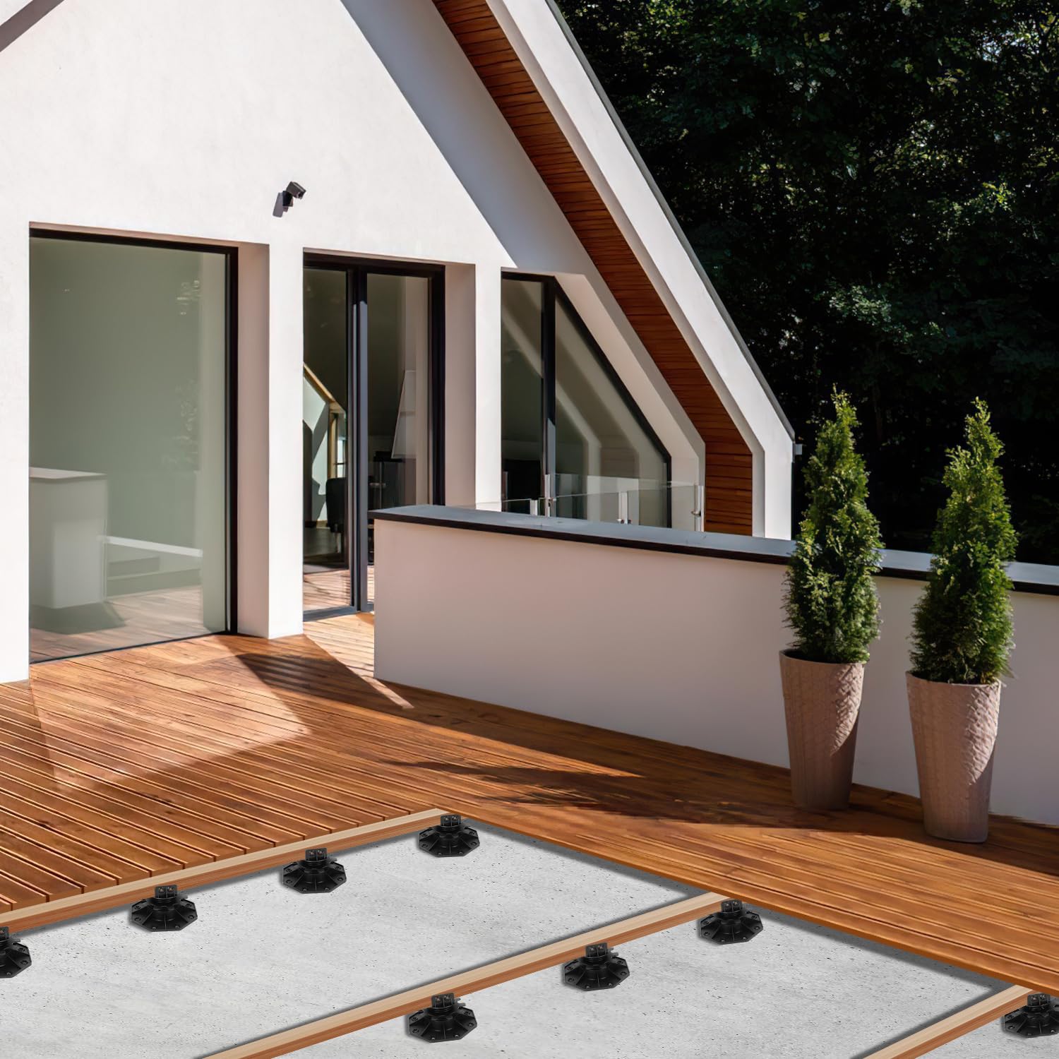 Gimisgu Stelzlager 100 Stück Stellfuss höhenverstellbar 30-60mm Plattenlager - Stelzlager für Terrassendielen-Unterkonstruktion Holz, WPC und Stein