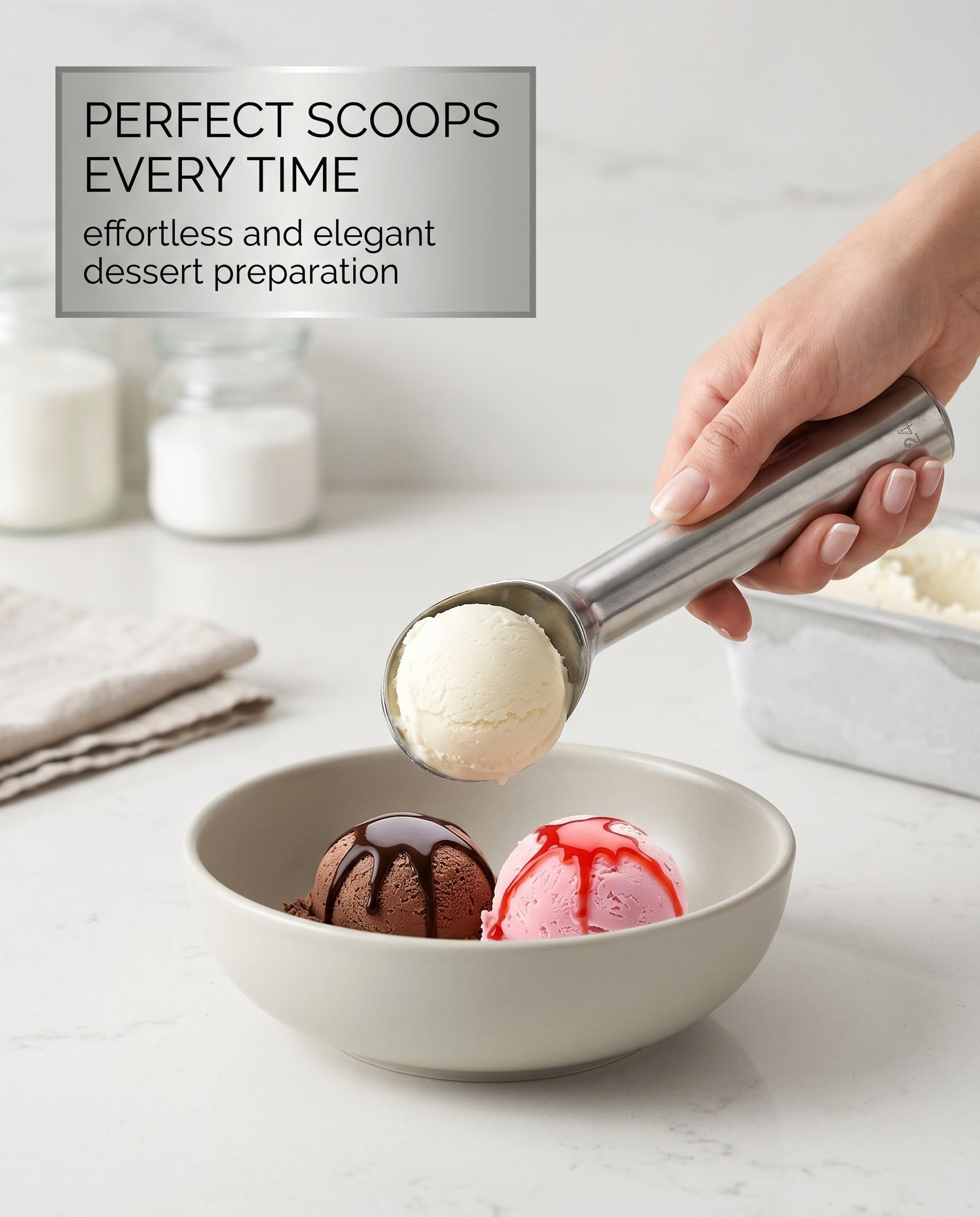 304 Acciaio Inox Cucchiaio di Gelato, Paletta Gelato Antiappiccicoso, Porzionatore Uniforme per Gelato, Purea di Patate, Frutta, Accessorio Cucina Professionale