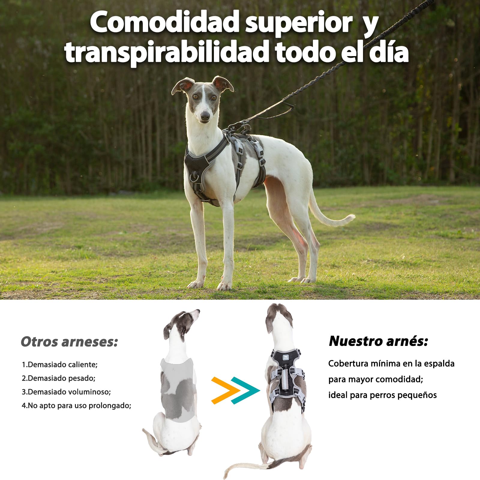 Huntboo Arnés para Perros a Prueba de Escape, arnés para Artistas de Escape, arnés Reflectante con asa Acolchada, Chaleco Ajustable para Perros medianos Que Caminan, entrenan y corren (Negro, M)