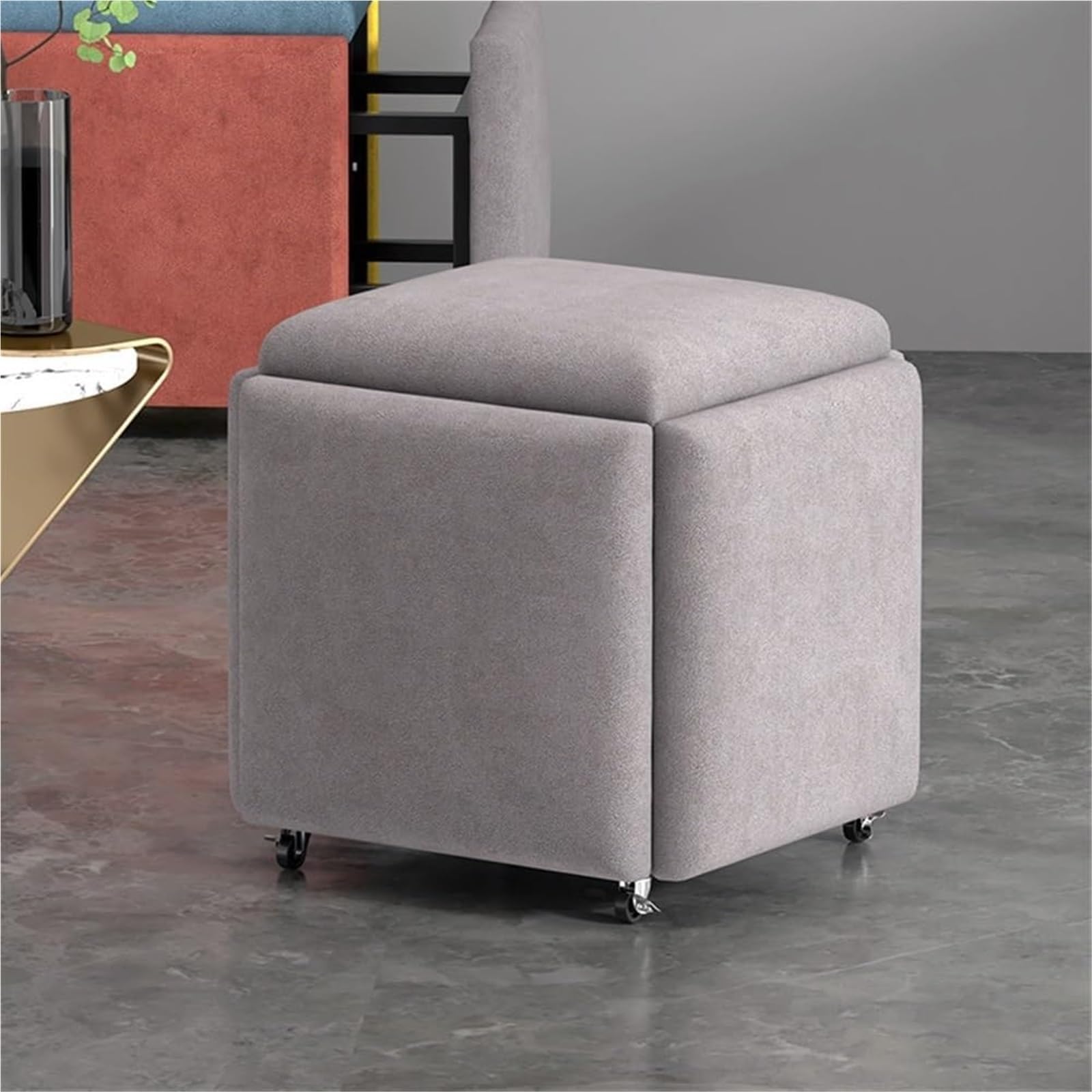 Tabouret gigogne 5 en 1 pour salon moderne et assise de coiffeuse
