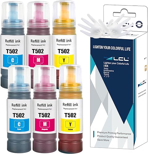 LCL Botellas de repuesto de tinta compatibles para tinta 502 T502 compatible con Ecotank ET2760 ET-4760 ET2750 ET-3760 ET-2850 ET-15000 ST-4000 disponible en Yaxa Costa Rica