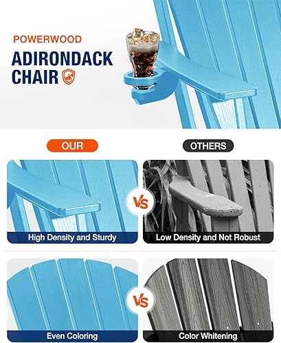 Miniatura 4 de Silla Adirondack moderna para exteriores sillas Adirondack plegables de polietileno de alta densidad de gran tamaño para todo tipo de clima con