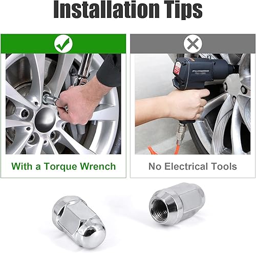 Miniatura 7 de 20 tuercas cromadas de 1/2 pulgada a 20 tuercas de rueda de 1/2 x 20 compatibles con Jeep Wrangler Grand Cherokee Commander Liberty Ford Explorer