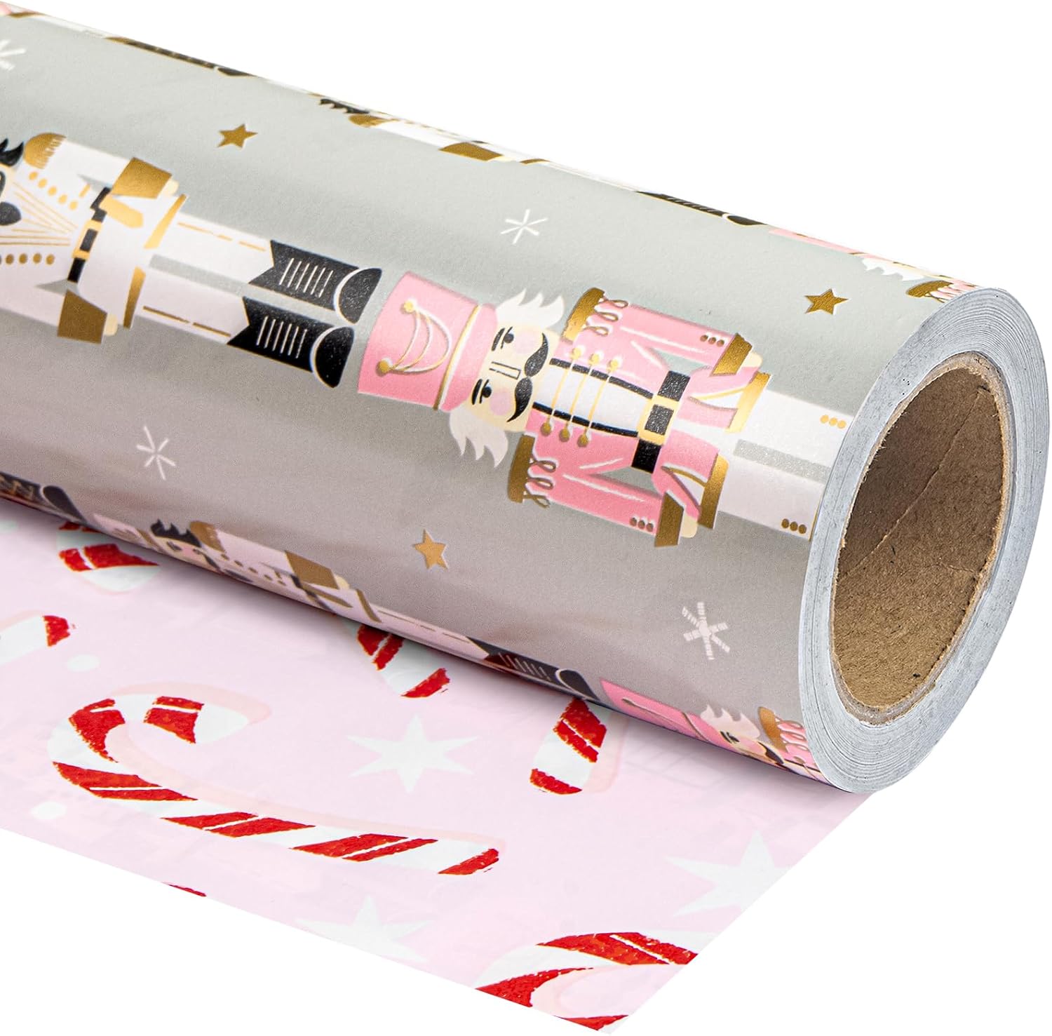 WRAPAHOLIC Reversible Nutcracker Christmas Wrapping Paper – Mini Roll – 17 Inch x 33 Feet – Nutcracker and Candy Cane Design Printed on Pearlized Paper for Chrsitmas, Holiday, Party Celebration WRAPAHOLIC Reversible Nutcracker Christmas Wrapping Paper – Mini Roll – 17 Inch x 33 Feet – Nutcracker and Candy Cane Design Printed on Pearlized Paper for Chrsitmas, Holiday, Party Celebration