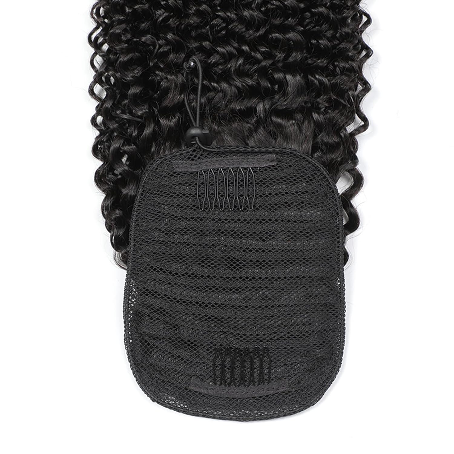 Ponytail Extension Human Hair Kinky Curly Wrap Around Ponytail Clip in Hair Extension 18 inches Natural Colour
