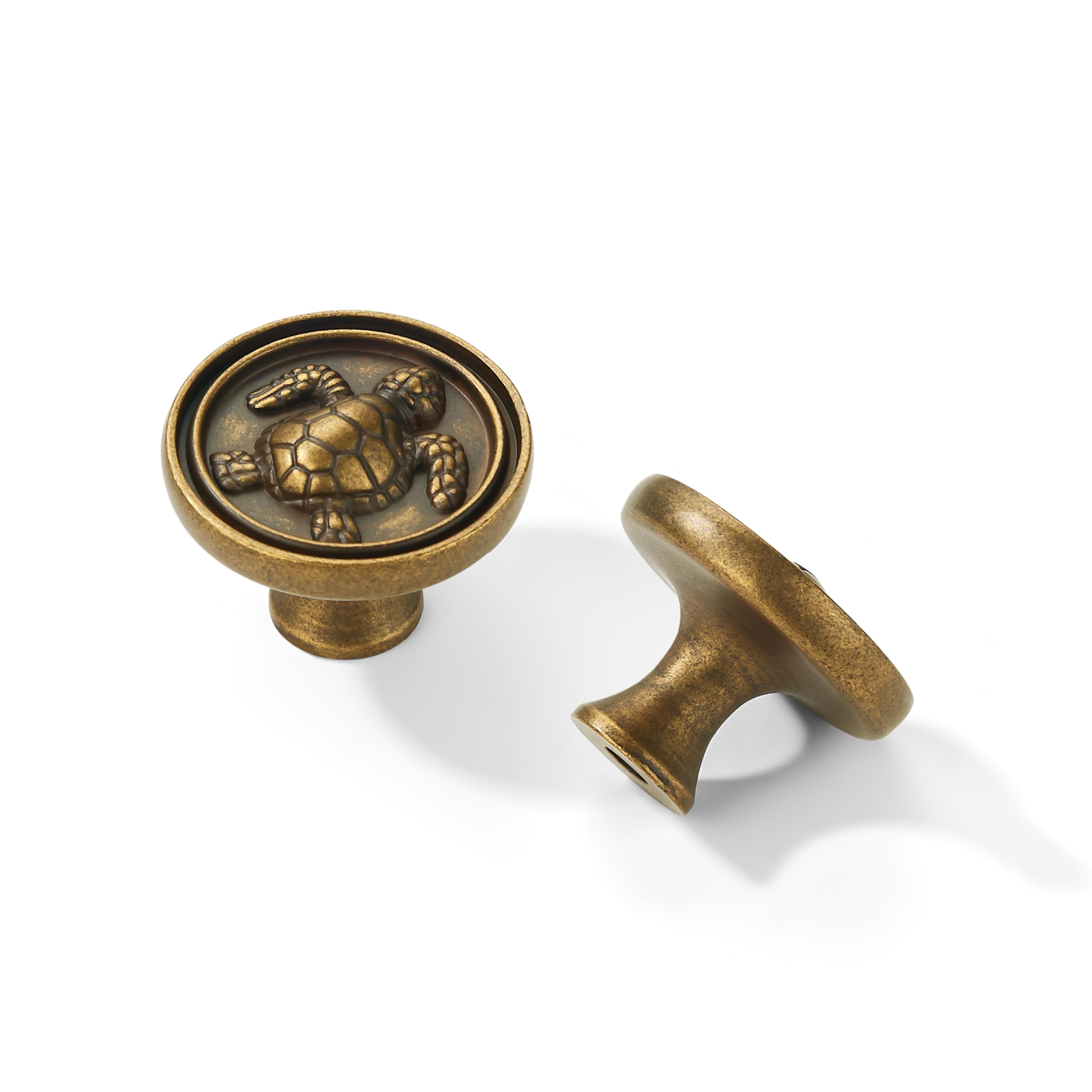 KHTUMEWARE-WG425 Round Knob, Antique Brass, DIA 1 in (25 mm), 5-Pack