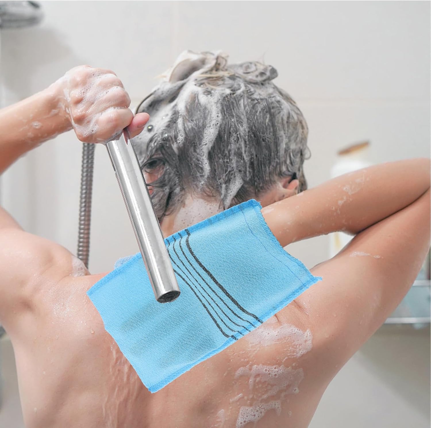 12pcs Korean Sauna Exfoliating Towels Green Color Body Scrub Cloths Bath Washcloths for Spa Gym Home Use