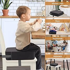 Booster Seat for Kitchen Chair - Toddler Non-Slip Portable Height Increasing Strong Support Seat Cushion PU Easy to Clean Detachable Washable Booster Seat for Dining Table