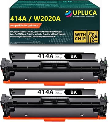 414A W2020A Black Toner Cartridge High Yield 414A W2020A 414X Compatible with HP Color Pro MFP M479fdw M479fdn M454dw M454dn M454 M479 Color Enterprise M455dn MFP M480f 2-Pack,Black