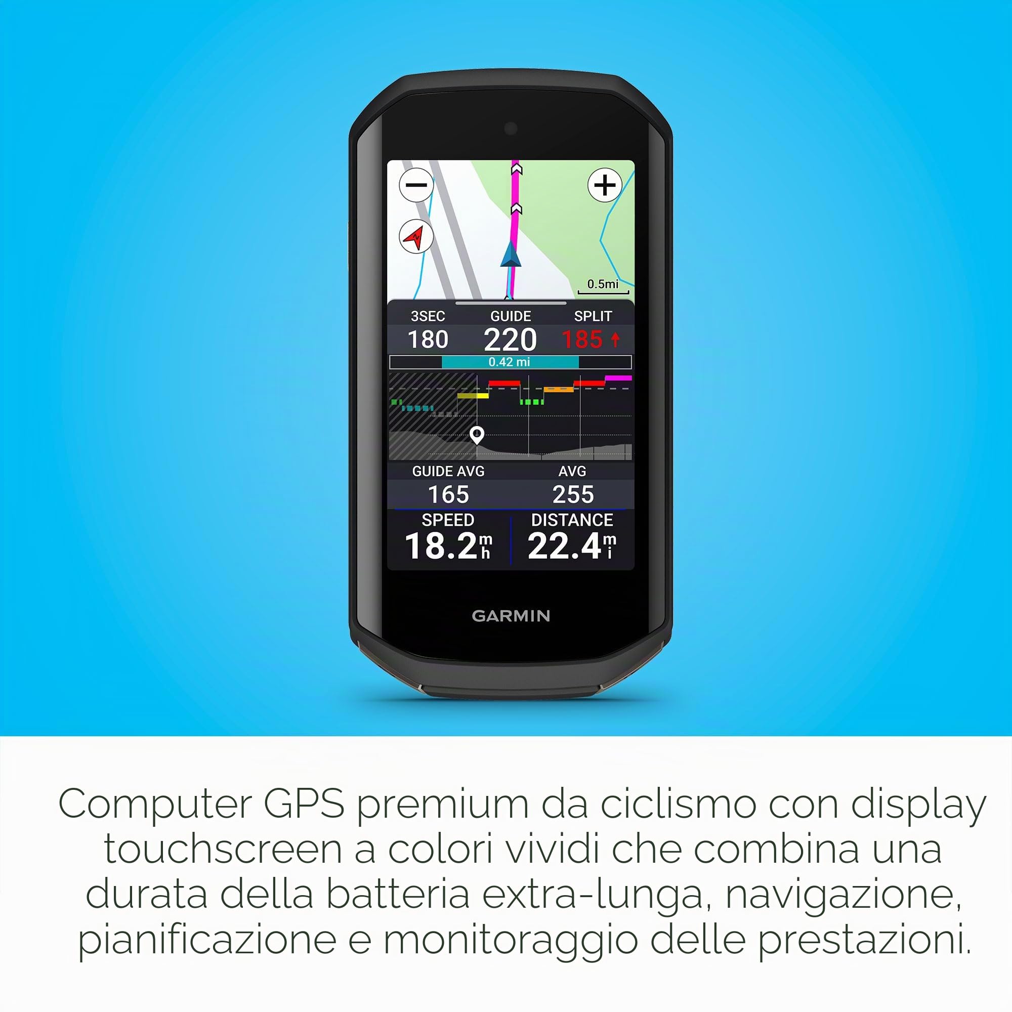 Garmin Edge 1050® - Computer da ciclismo di alta qualità, touch screen dai colori vivaci, altoparlante integrato, funzioni avanzate di allenamento e guida di gruppo, avvisi di pericolo stradale