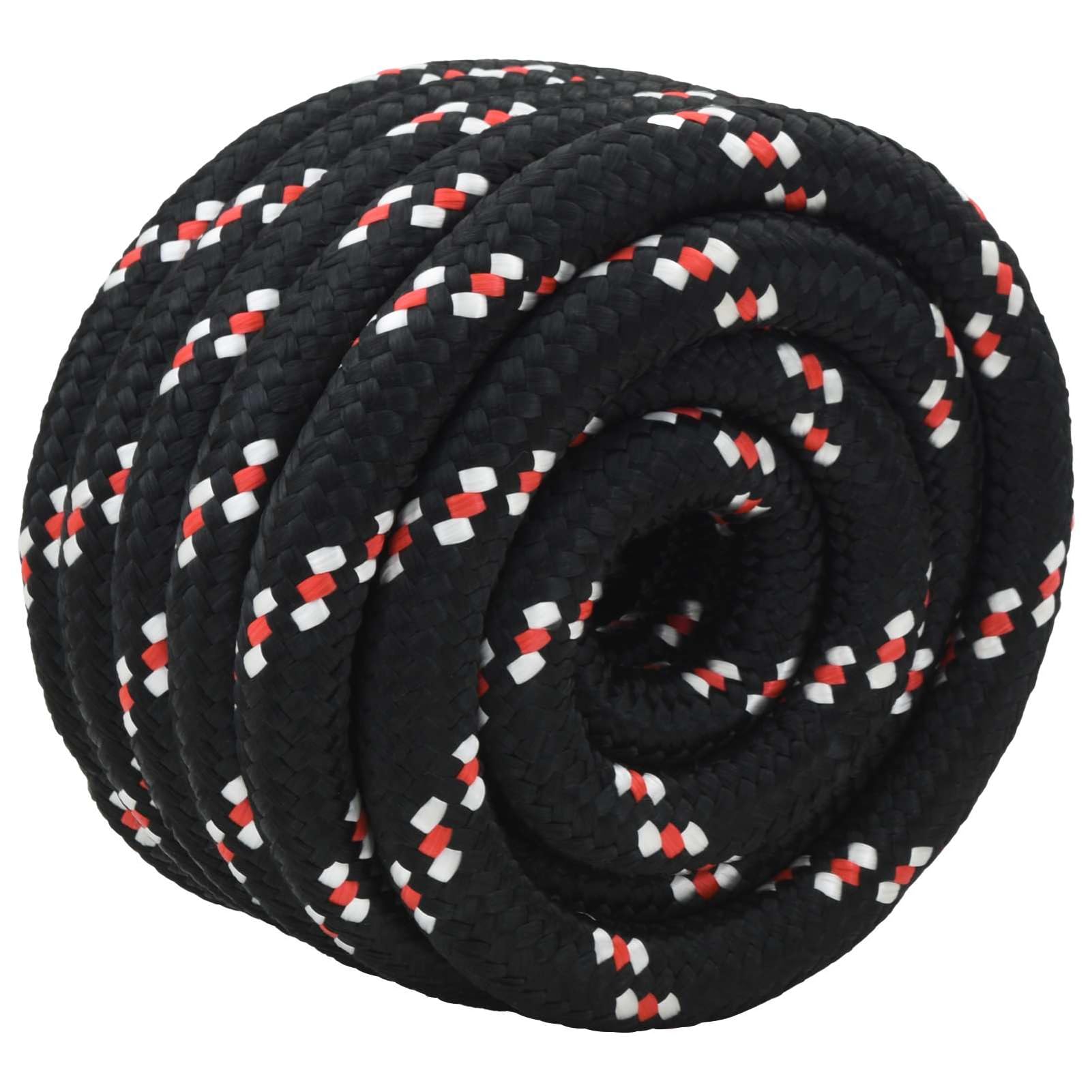 Bootsseil PP 10 m × 5 cm schwarz-rot, wasserfest, UV-beständig | Polypropylen-Material, schwimmfähig, wetterfest, für Boot, Camping & Ladungssicherung