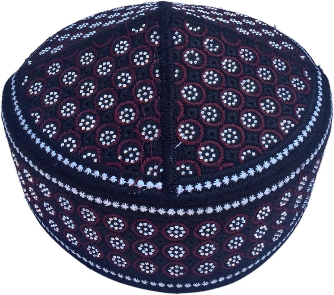 Unisex Kufi Men Prayer Cap Multicolor Stoned Outdoor Headwear Eid Handmade Kufis Namaz Hat Beanie