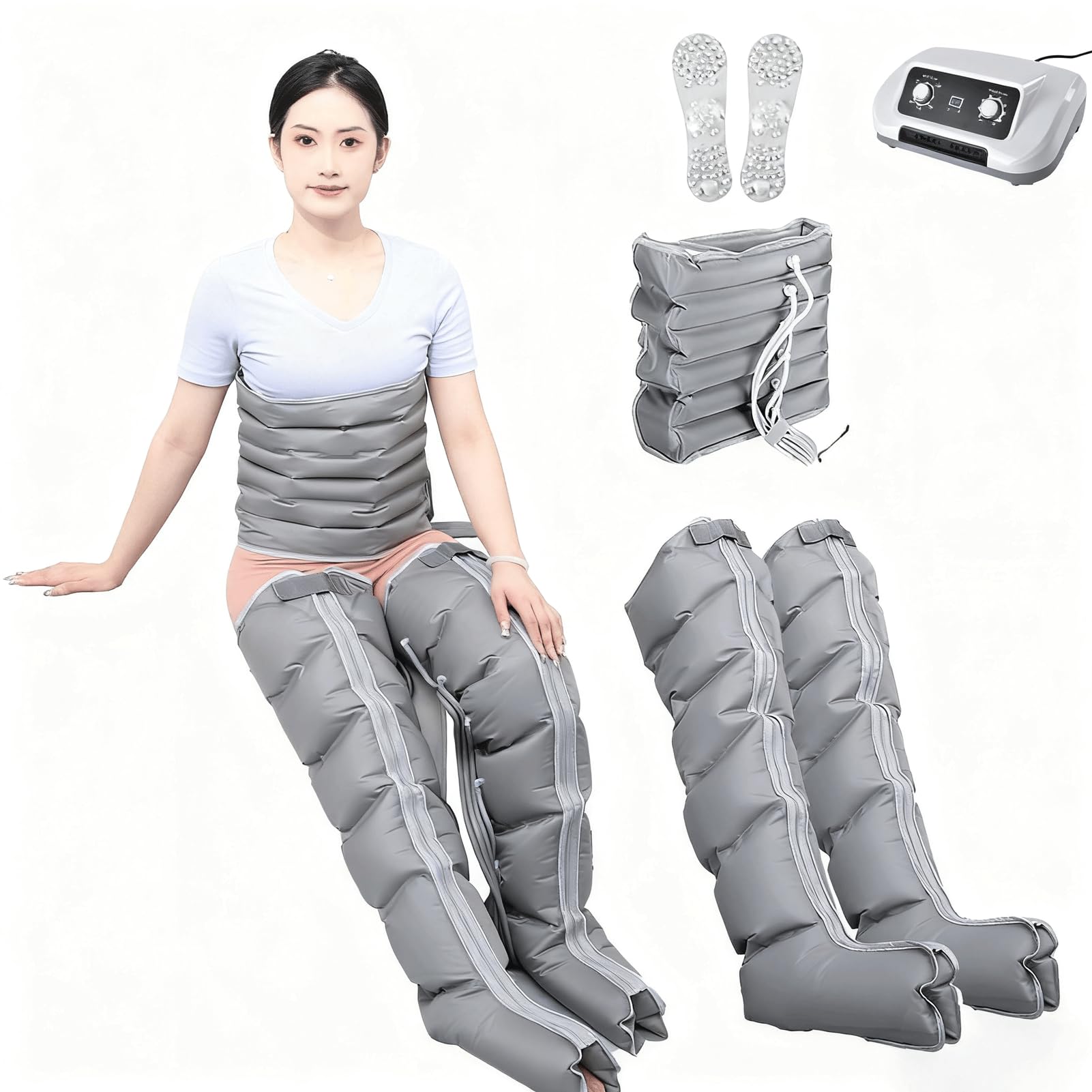 SXSLTSA Leg Compression Massager with Air Compression - Lymphatic Drainage, Pain Relief, Calf Massager, Recovery Boots