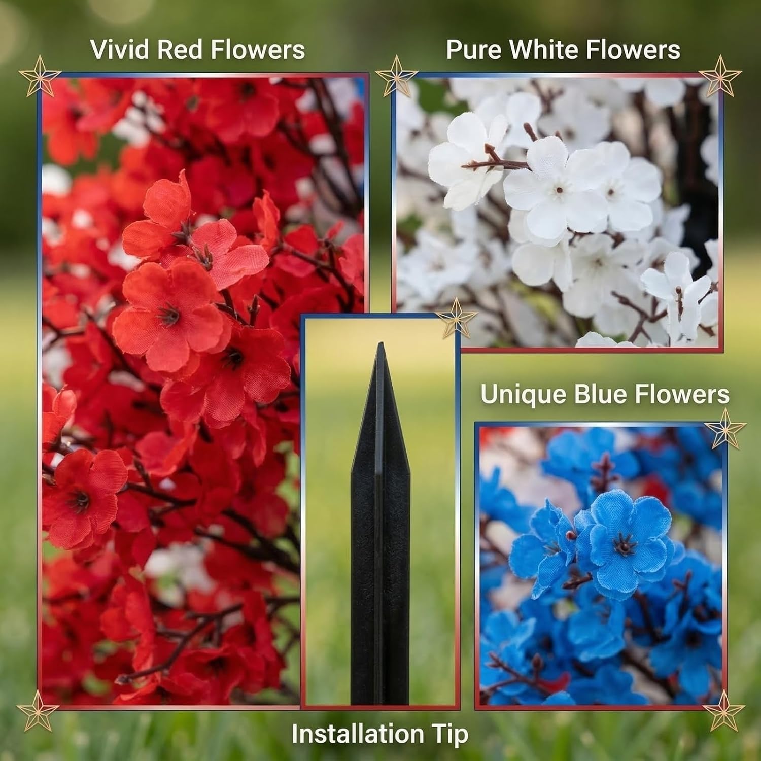 2 Pack Patriotic Artificial Baby's Breath Flowers Red Blue White Patriotic Artificial Flowers for 4th of July 250th Anniversary Table Centerpieces Decor