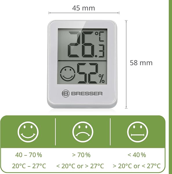 Bresser Termómetro higrómetro Temeo Hygro Indicator, juego de 3 unidades para instalación o montaje en pared con indicador de temperatura ambiente, blanco, 4,5 x 1,6 x 5,8 cm, blanco, pantalla 4,98 cm - 3
