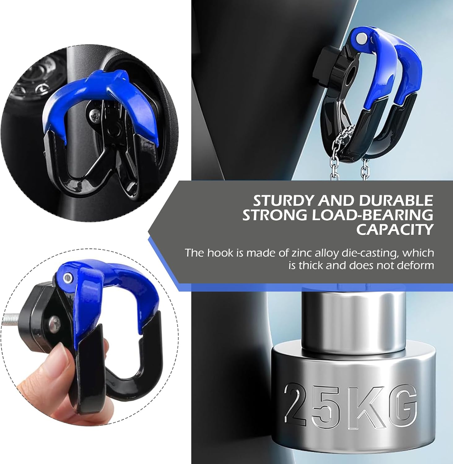 1 PC Motorcycle Hanger Hook, Motorcycle Helmet Handlebar Luggage Bag Holder, Scooter Hanger Accessory with Double Claw Hook, Universal for Most Moped, Electric Vehicles, Bicycles (Blue)
