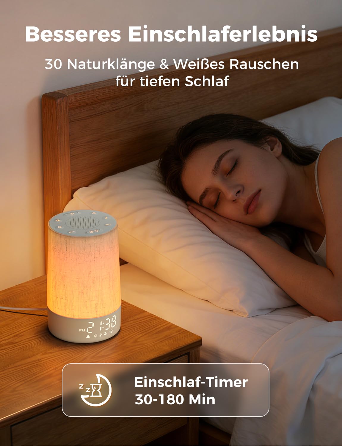 LIORQUE Tageslichtwecker Lichtwecker Sonnenaufgang Wecker mit Licht Wake Up Light Dimmbares Nachtlicht mit 30 Klingeltöne und 10 Lichtmodi Weißrausch Lichtwecker für Schlafzimmer