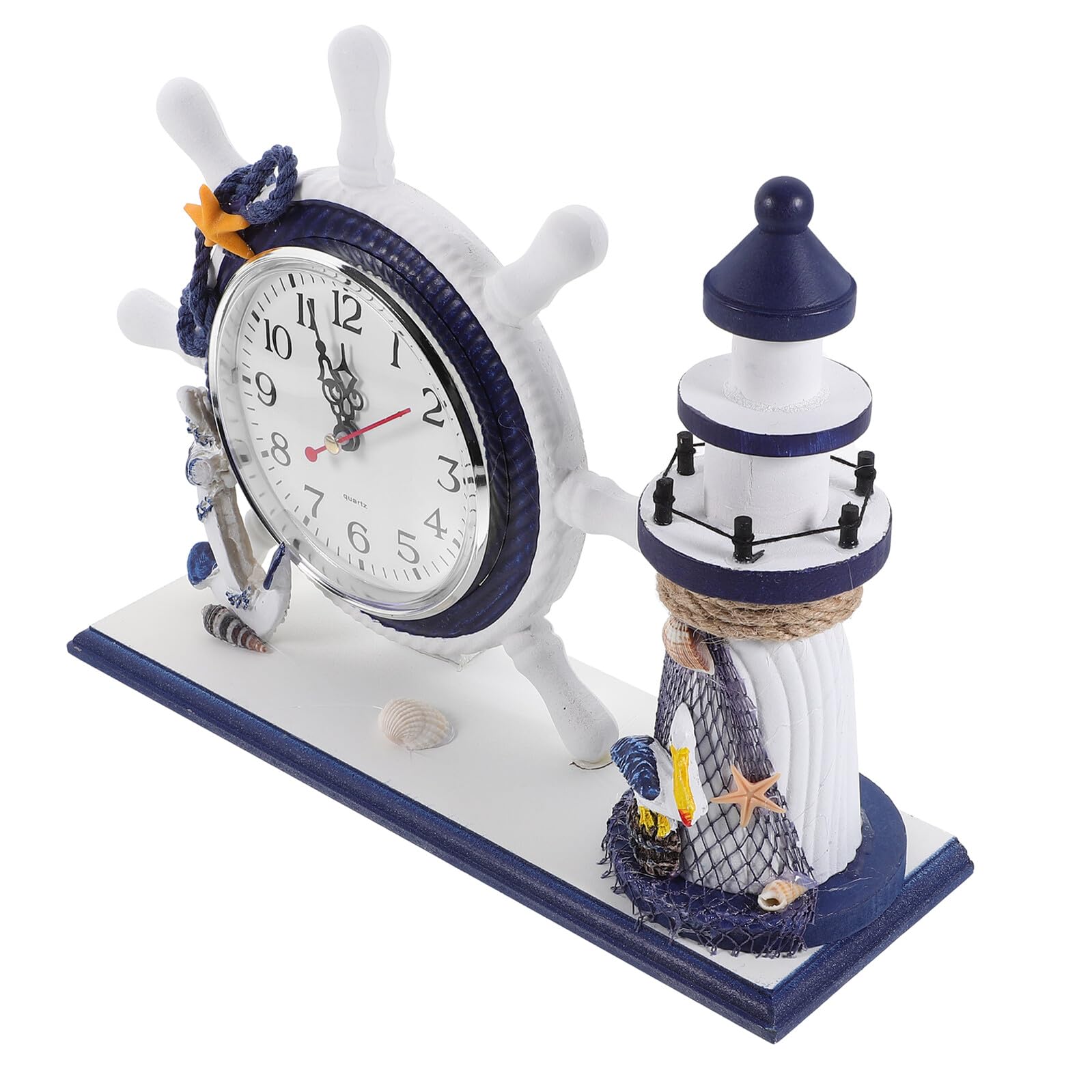 Horloge en bois de style phare, ornement de bureau chic et silencieux