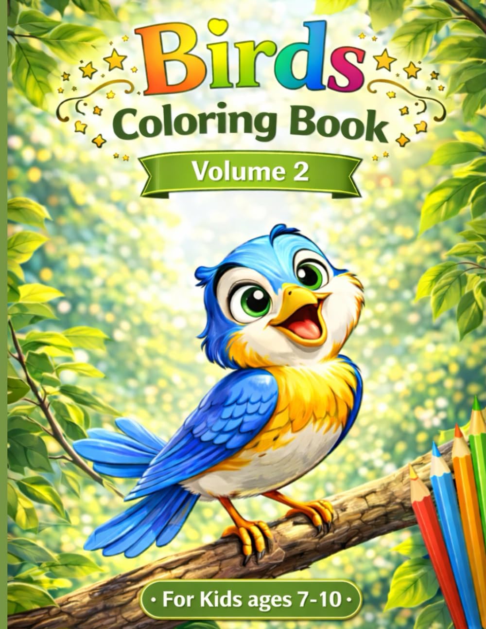 Birds Coloring Book Volume 2: Fun and Relaxing Bird Designs for Kids Ages 7-10 | Cute, Easy & Creative Coloring Pages