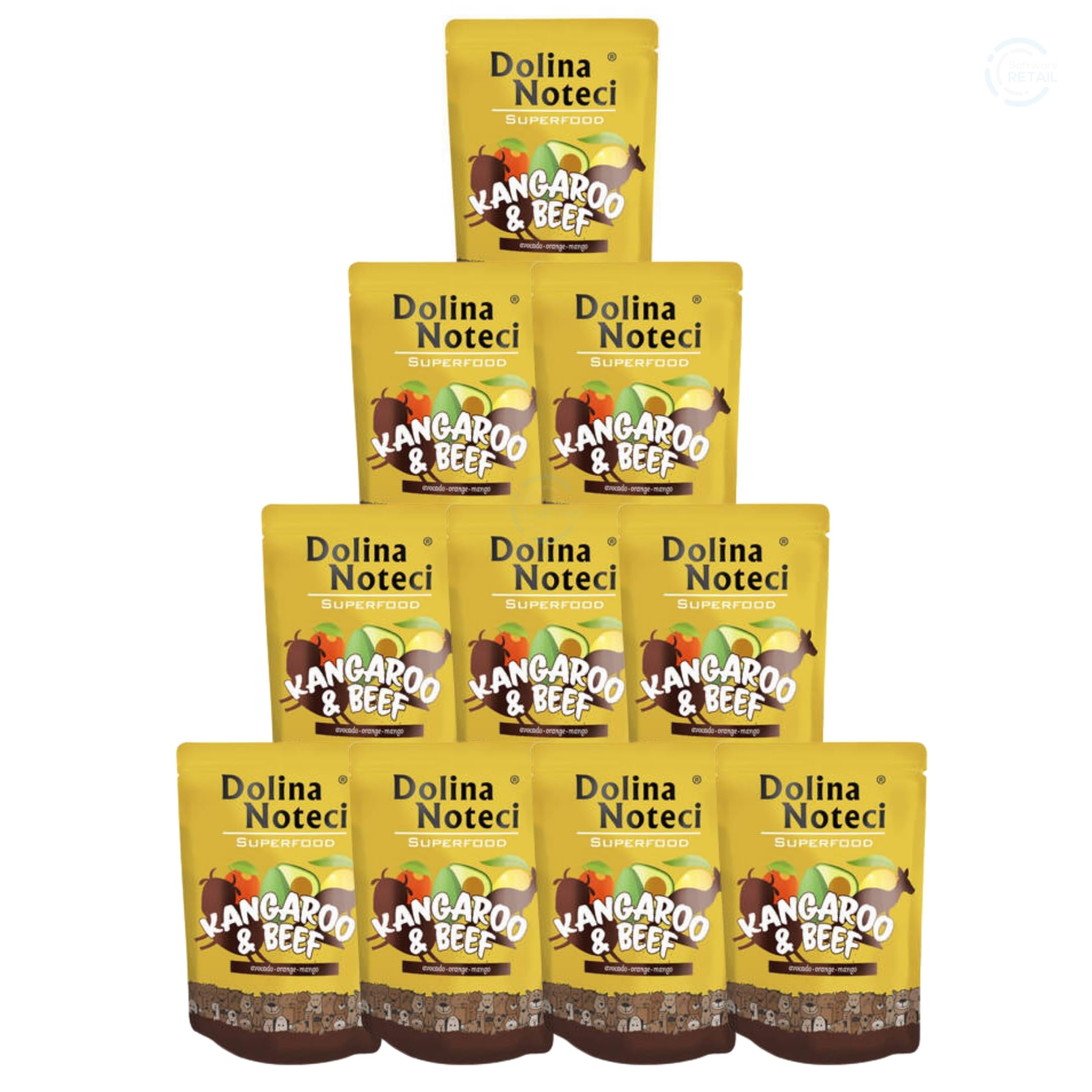 Dolina Noteci Premium SUPERFOOD Grain-Free Wet Dog Food for All Breeds – Natural Recipes, Tailored Nutrition, Unique Meats & Functional Supplements, No Additives (Kangaroo & Beef, 10x300g)