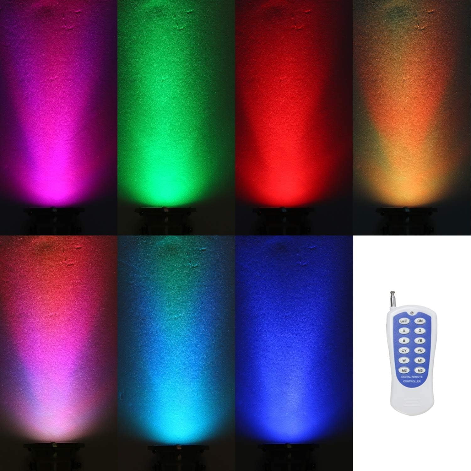 LED-Brunnenlichter IP68, wasserdicht, tauchfähig, RGB-Farbwechsel, Strahler mit Fernbedienung, 12 V Wechselstrom, Unterwasser-Teichbeleuchtung für Pools und Springbrunnen (3 W), 2 Stück