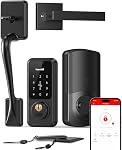 Smart Keyless Entry Door Lock with Handles, Hornbill Front Door Lock Set, Keypad Code Lock with Lever, Digital Touchscreen via Alexa/Bluetooth/Keyfob/Key