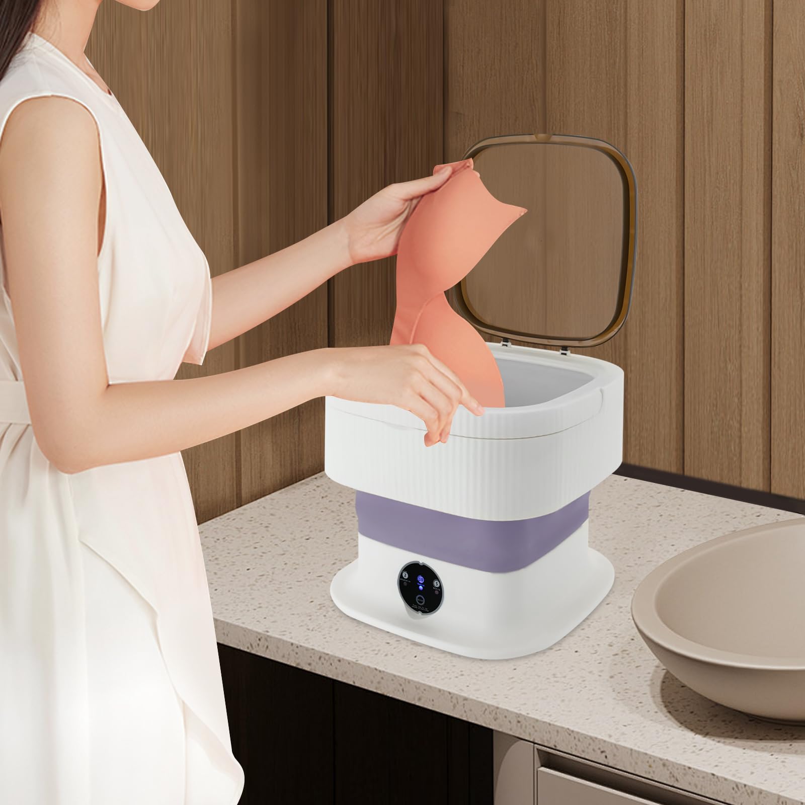 Mini Waschmaschine tragbar 10L, Faltbare Waschmaschine mit 3 Modi, für Unterwäsche Socken Babykleidung, Halbautomatisch