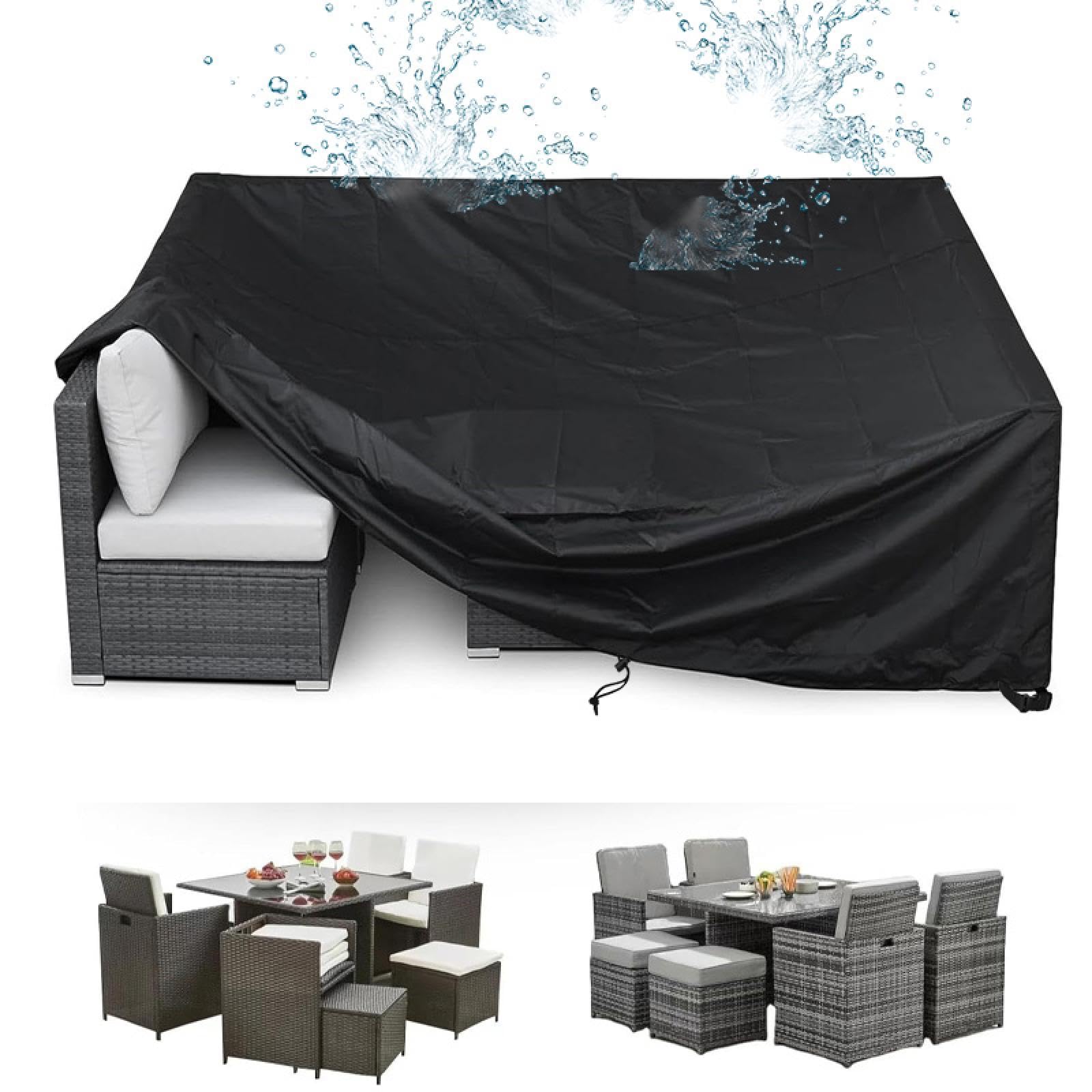 AEXOIO Outdoor Furniture Covers Waterproof 270x216x87cm/LxWxH Rattan Furniture Covers,600d Heavy Duty Oxford Fabric Anti-UV, No Tear Patio Table Cover for Chair and Table