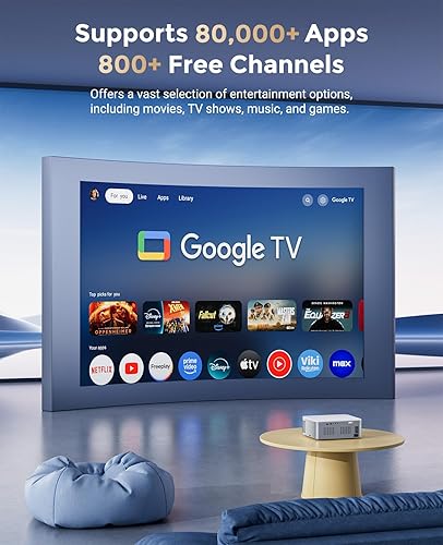 Miniatura 5 de Proyector de TV Google 4K compatible con - Proyector inteligente CiBest con WiFi 6 y Bluetooth, proyector de película para exteriores con motor