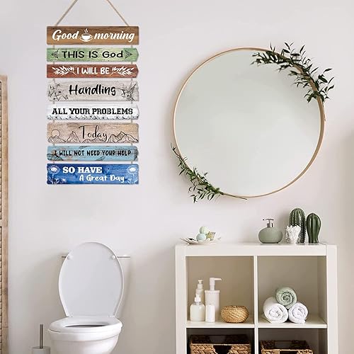 Miniatura 2 de CHDITB Letrero de madera con texto en inglés Good Morning This Is God, versículo bíblico, placa colgante de madera, citas inspiradoras retro, arte