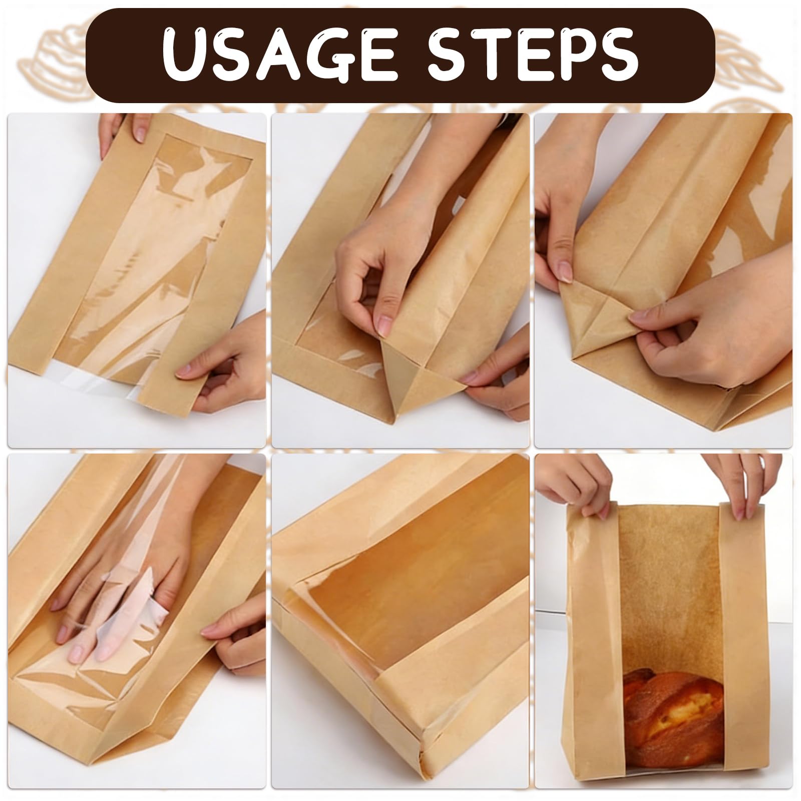 150 sacchetti di carta per pane fatti in casa, sacchetti per pane a lievito naturale con finestra e grandi sacchetti di carta adesivi di ringraziamento, sacchetti per panini per imballaggi al