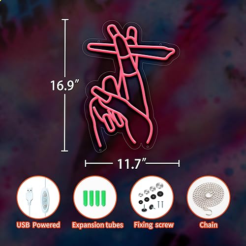 Miniatura 4 de Letreros de neón de mano con luces LED rosas para decoración de pared, letreros de neón de uñas USB para salón, dormitorio, sala de estar, oficina,