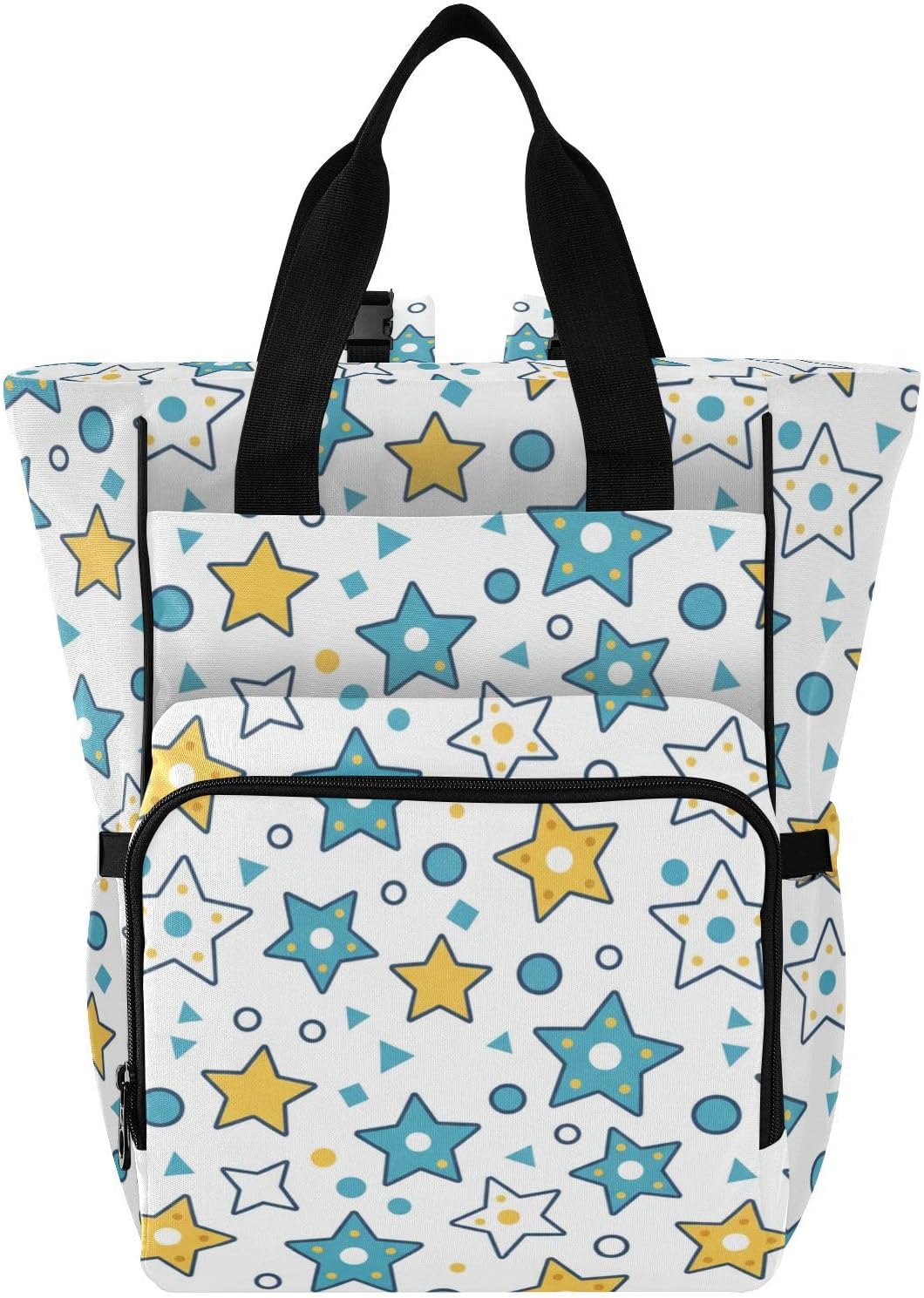 SPRIPORT Stars White Print Diaper Bag Backpack for Baby Boys Girls Multifunction Baby Essentials Travel Tote with Stroller Straps & Bottle Storage Baby Diaper Bag for Traveling