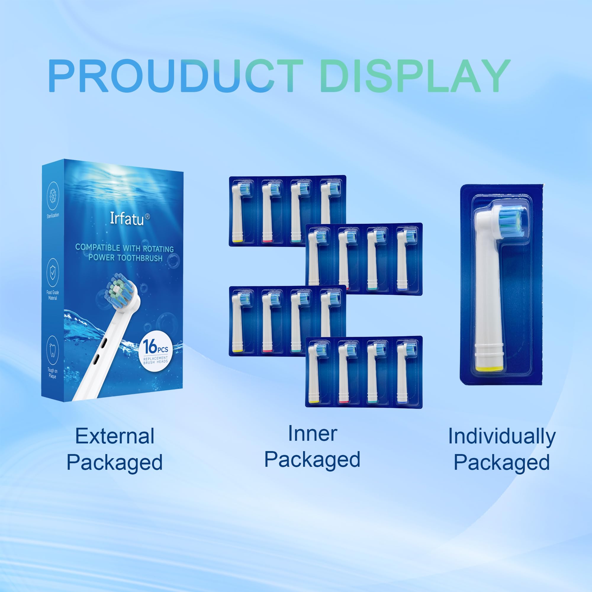 Cabezales de cepillo de dientes de repuesto empaquetados individualmente para Oral B Braun, cabezales de cepillo de dientes eléctricos profesionales compatibles con Oral B Pro 1000/3000/5000