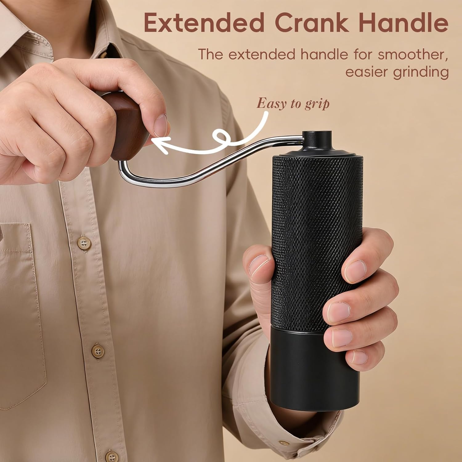 Manual Coffee Grinder with Stainless Steel Conical Grinding Burr Hand Crank Coffee Bean Grinder Mill for Espresso Pour Over French Press Moka for Office Home Camping Traveling - Image 7