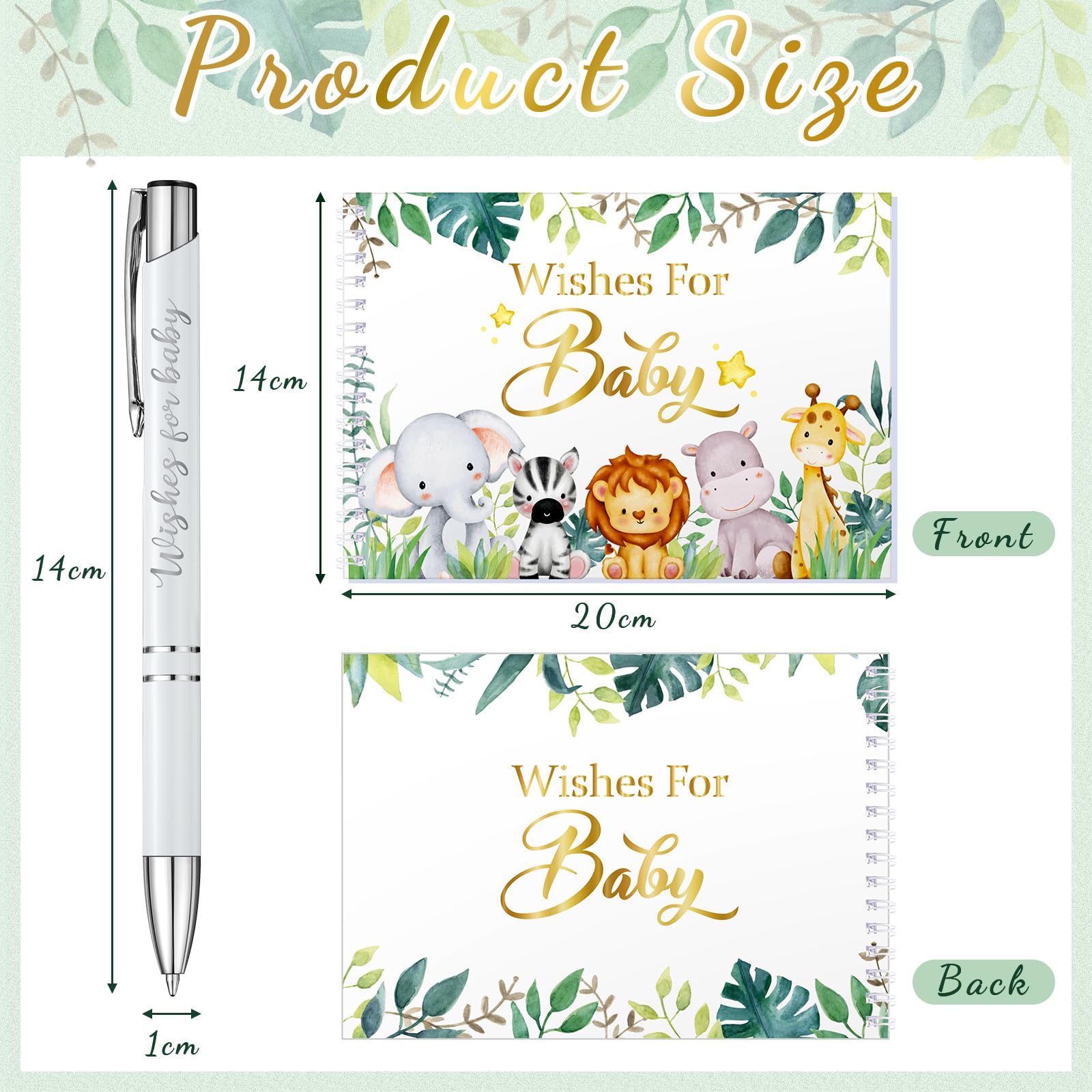 Tenare Baby Shower Book Wishes for Baby Guestbook with Pen Shower Games Advice Book Alternative Toddler Gifts(Jungle Animal) - Image 2