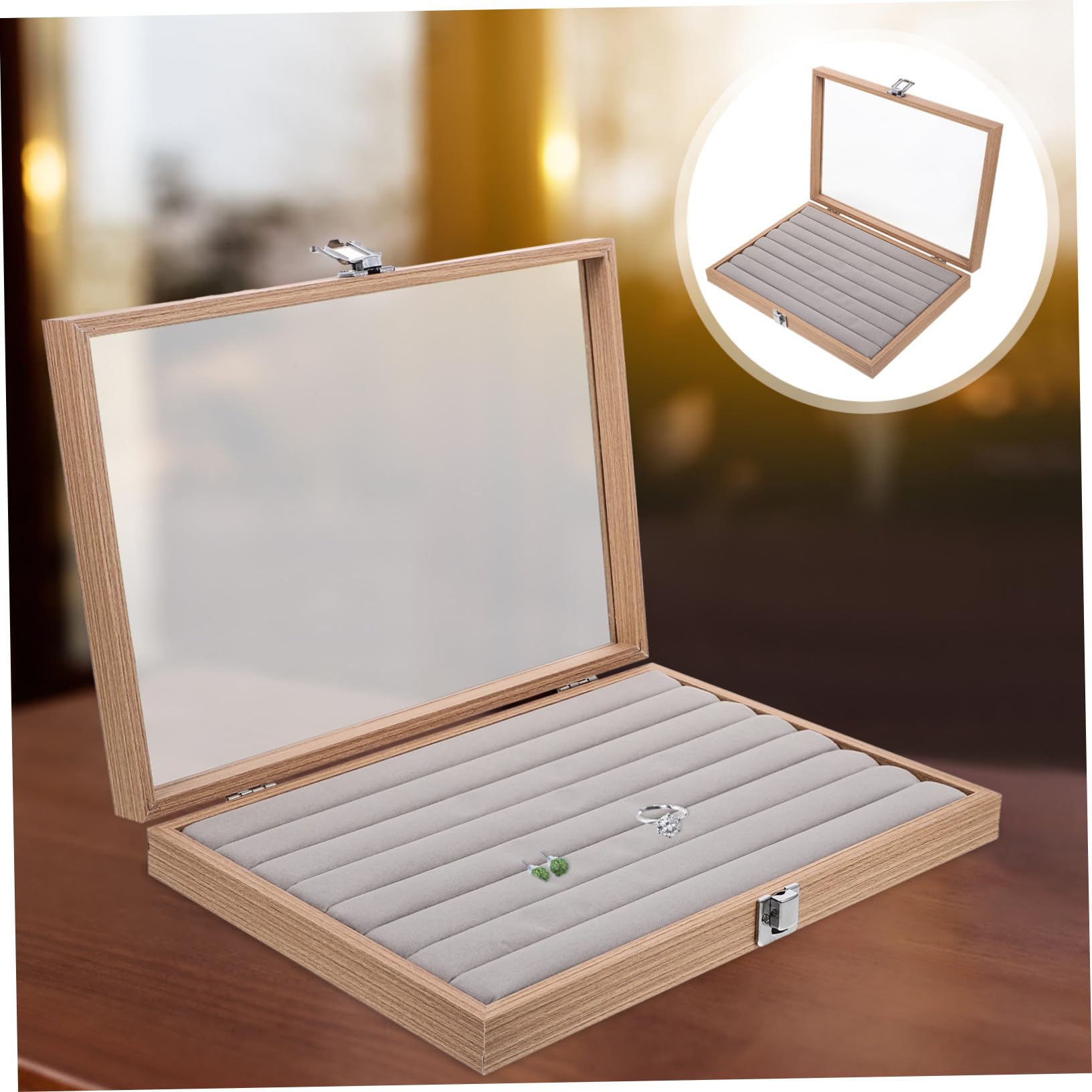 ERINGOGO Schmuckkästchen für Ringe und Ohrringe mit Transparentem Deckel Große Aufbewahrungsbox Platzsparend und Vielseitig für Schlafzimmer und Schmuckläden