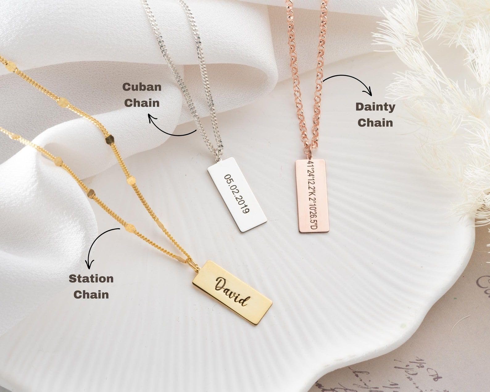 Personalizado barra collar personalizado coordenadas fecha Latitude Longitude con coordenadas Día de la Madre Navidad aniversario cumpleaños