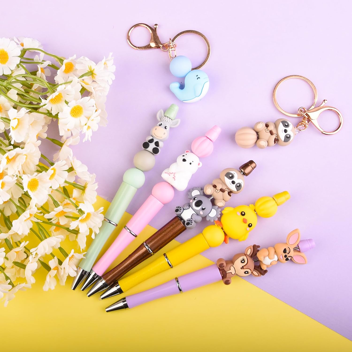 12Pcs 3D Animal Silicone Focal Beads Beaded Pen Supplies Cute Focal Beads for Pen Keychain Making DIY Crafts Necklace Bracelet - Image 5