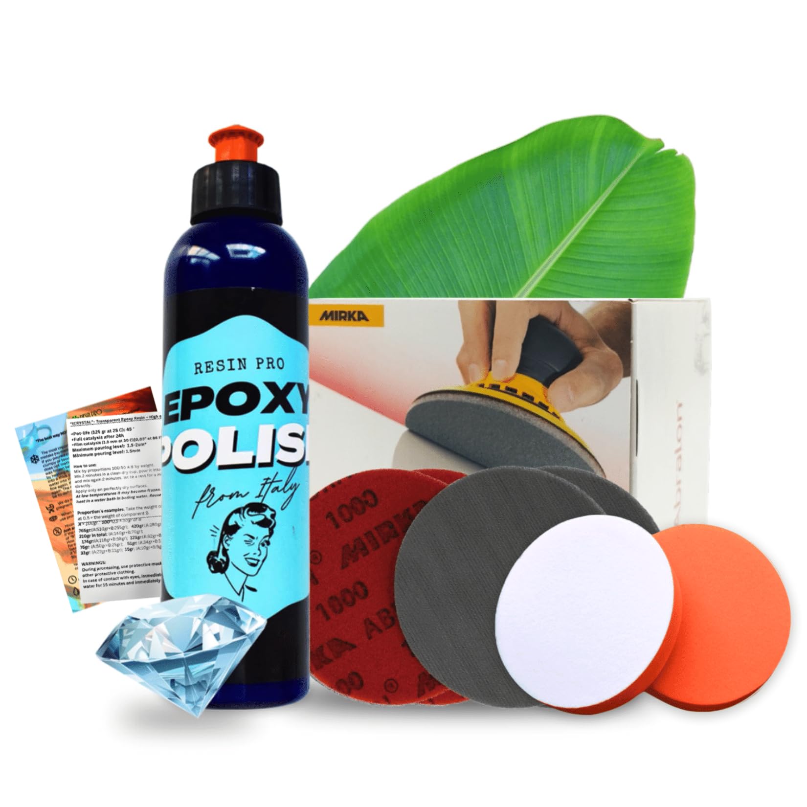ResinPro® Mega Resin Polishing Kit - Epoxy Polish Cream, Polishing Sponges, Sanding Pads in Various Grits | Step-by-Step Guide Included | Ideal for Plastic and Resin Crafting | Surface Brilliance Made
