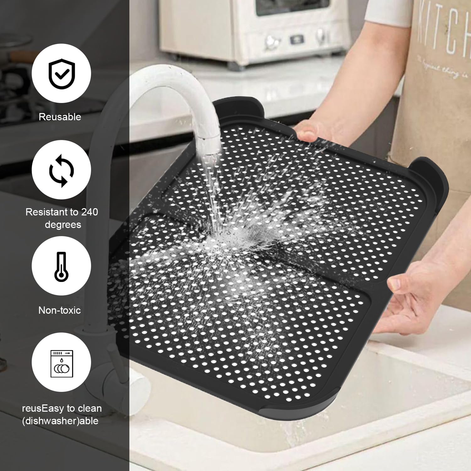 LPZMPZ 2 Protections Anti-Éclaboussures Silicone Pour Air Fryer Ninja AF400EU AF451EU DZ401 - Accessoire Réutilisable