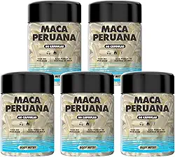 Kit 5x Maca Peruana Premium 2500mg 100% Pura Pote 60 Cápsulas Matéria Prima Importada Para Homens e Mulheres | Energia Resistência