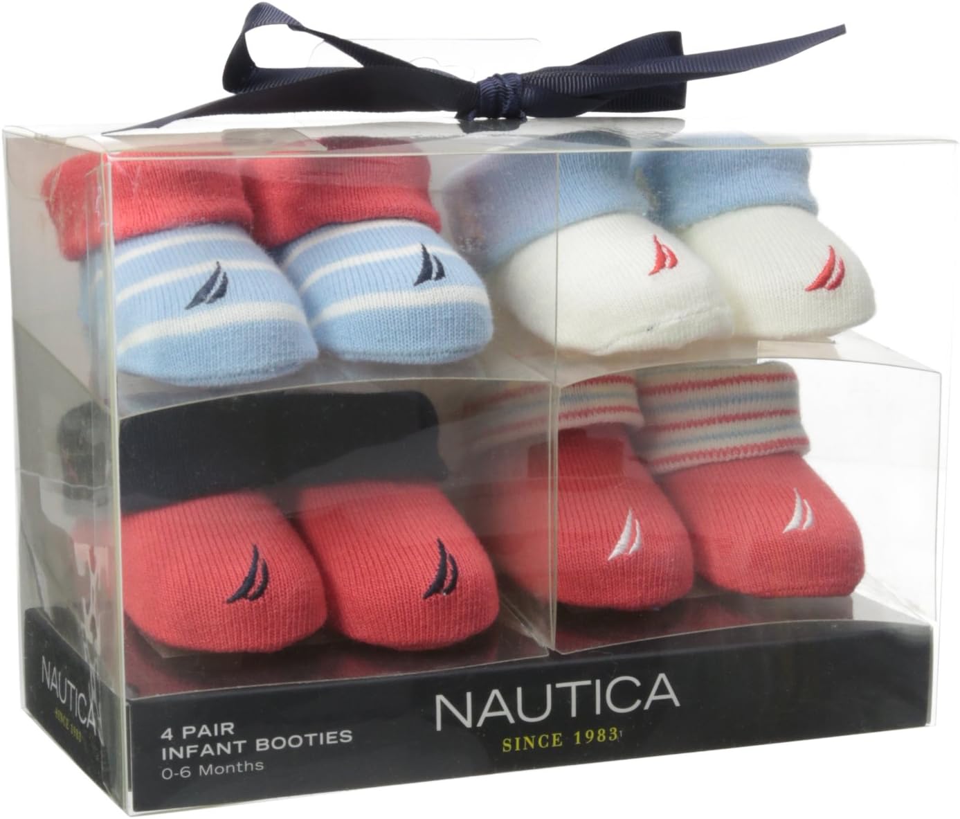Nautica Baby-Girls Newborn Large 4 Pack Booties, Assorted, 0-6 Months