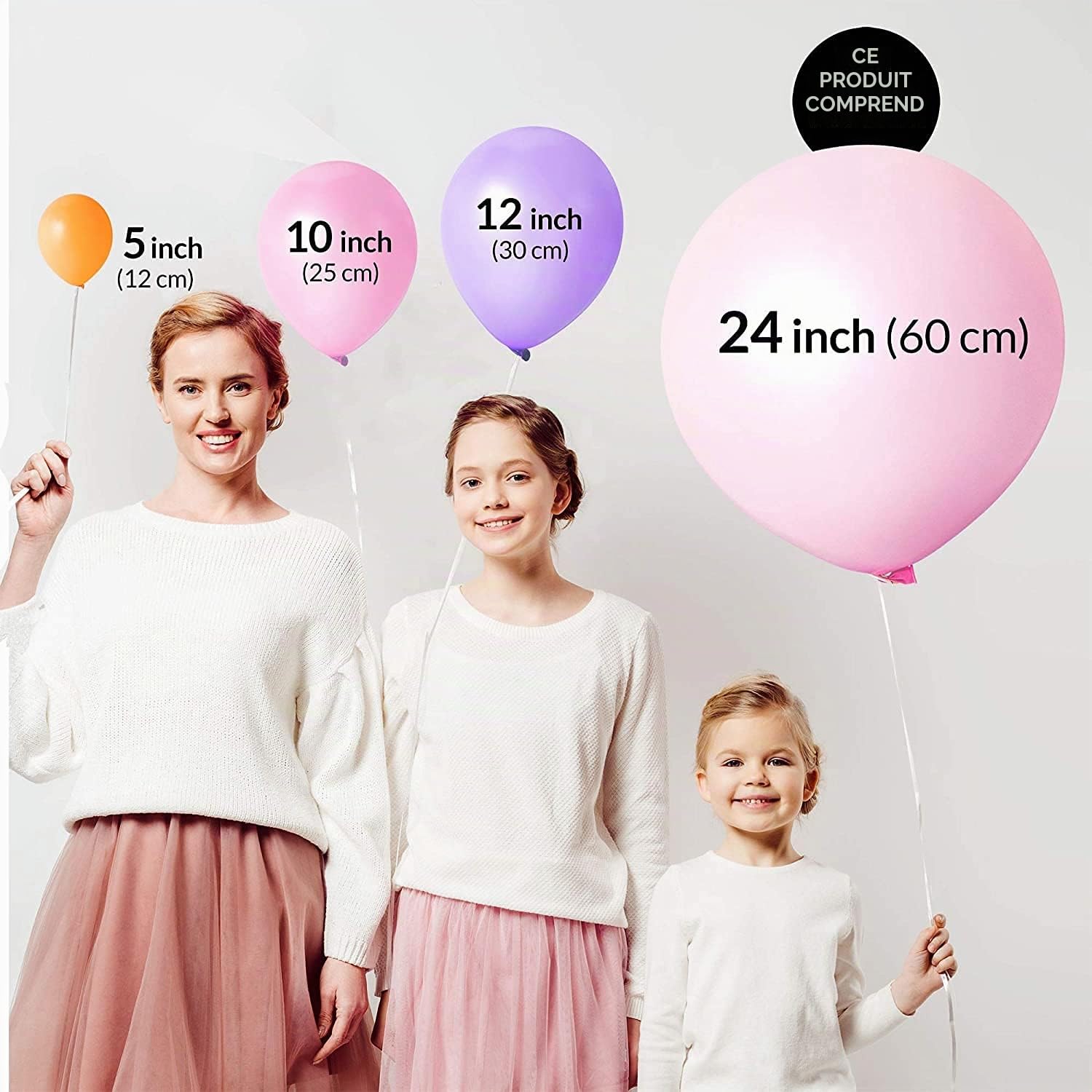 CDJX Lot de 10 grands ballons ronds en latex épais, réutilisables et biodégradables pour mariage, fête d'anniversaire, festival, événement, 61 cm (blanc CDJX Lot de 10 grands ballons ronds en latex épais, réutilisables et biodégradables pour mariage, fête d'anniversaire, festival, événement, 61 cm (blanc